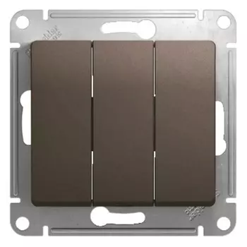 Выключатель Systeme Electric Glossa трехклавишный встраиваемый шоколад (GSL000831)