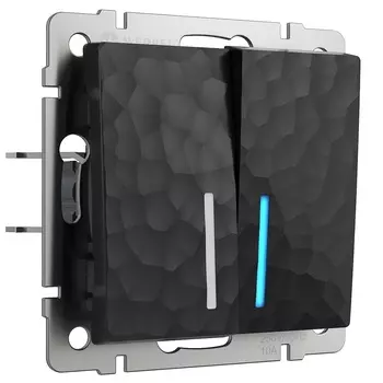 Выключатель Werkel двухклавишный встраиваемый черный с подсветкой (a052062)