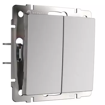 Выключатель Werkel двухклавишный встраиваемый серебряный с самовозвратом (a062574)