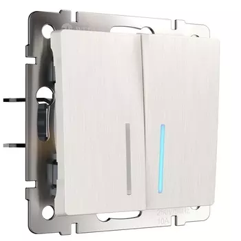 Выключатель Werkel двухклавишный встраиваемый перламутровый рифленый с подсветкой (a051186)