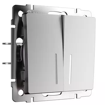 Выключатель Werkel двухклавишный встраиваемый серебряный матовый с подсветкой (a063610)