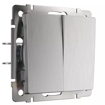 Выключатель Werkel двухклавишный встраиваемый серебряный рифленый (a051355)