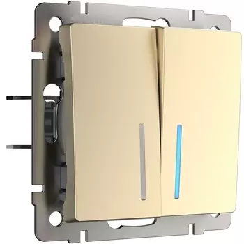 Выключатель Werkel двухклавишный встраиваемый шампань проходной с подсветкой (a050861)