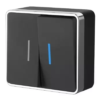 Выключатель Werkel Gallant двухклавишный накладной черный/хром с подсветкой (a050975)