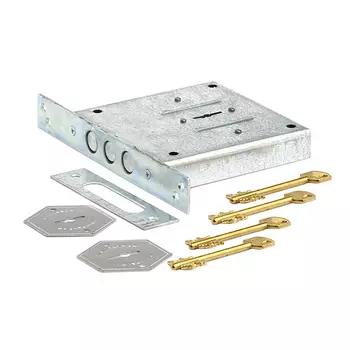 Замок врезной Cerber ЗВУ С1-В 114 для входной двери хром 4 ключа