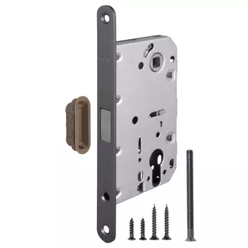 Замок врезной магнитный Fuaro M85C-50 для межкомнатной двери под цилиндр графит