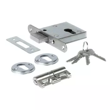 Замок врезной Зенит ЗВ 1-2 для входной двери хром 4 ключа