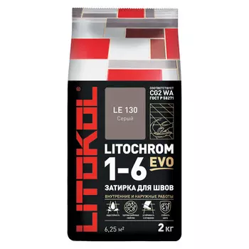 Затирка цементная Litokol Litochrom 1-6 EVO LE.130 серый 2 кг