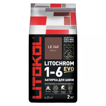 Затирка цементная Litokol Litochrom 1-6 EVO LE.240 венге 2 кг