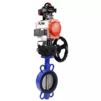 Затвор дисковый межфланцевый поворотный DN80 PN16 с пневмоприводом DN.ru (D050-00283)