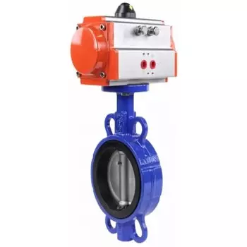 Затвор дисковый межфланцевый поворотный DN80 PN16 с пневмоприводом DN.ru (D050-02083)