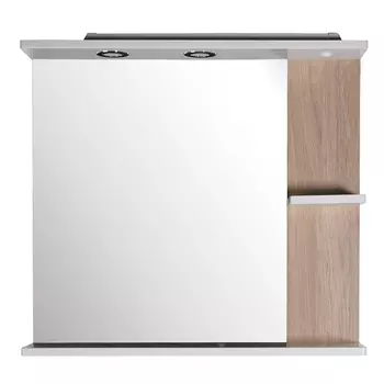 Зеркало с подсветкой с полкой 700х738 мм в раме белой/дуб золотой АСБ-Мебель Альпина