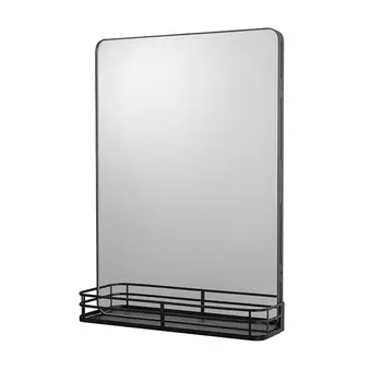 Зеркало с полкой прямоугольное 50х70 см в раме черной Ulitka Malta (74105006)