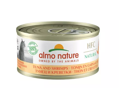 Almo Nature консервы для кошек с тунцом и креветками, 75% мяса (70 г)