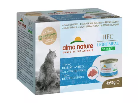 Almo Nature консервы набор низкокалорийных консервов для кошек (4 шт. по 50 гр) с атлантическим тунцом (200 г)