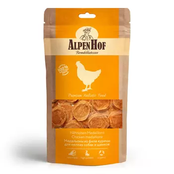 AlpenHof лакомство Медальоны из филе курицы для мелких собак и щенков (50 г)