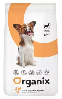 ORGANIX сухой беззерновой корм для собак, три вида мяса: с уткой, индейкой и курицей (18 кг)