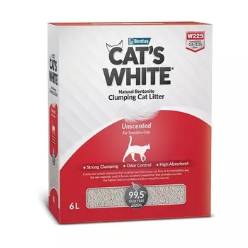 Cat's White наполнитель комкующийся натуральный без ароматизатора для кошачьего туалета (5.1 кг)