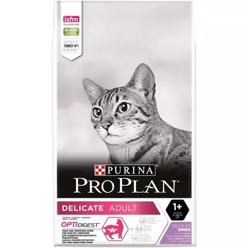 Корм Purina Pro Plan для взрослых кошек с чувствительным пищеварением или особыми предпочтениями в еде, с высоким содержанием индейки (12 кг)