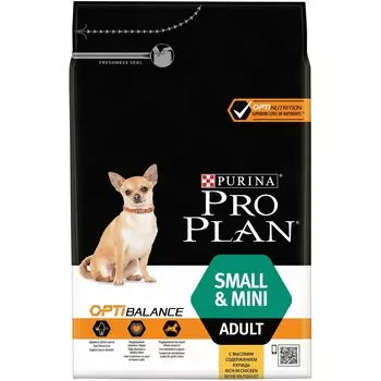 Корм Purina Pro Plan для взрослых собак мелких и карликовых пород, с высоким содержанием курицы (3 кг)