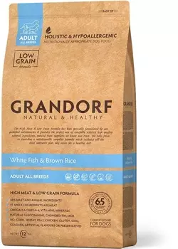 Корм Grandorf для взрослых собак всех пород: белая рыба с бурым рисом (12 кг)