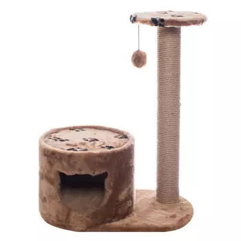 Домик-когтеточка "Джут 95", коричневый круглый, с удлинённым столбом 66*36*79см (7,7 кг)