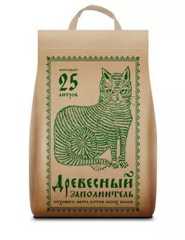 Древесный наполнитель, 25 л (бумажный пакет) (9,6 кг)
