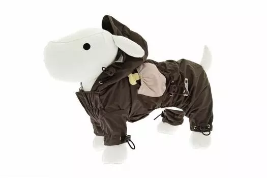 Ferribiella одежда карманный комбинезон-дождевик "Косточка" (коричневый) (30 см)