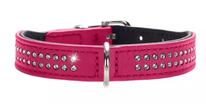 Hunter ошейник для собак Diamond petit, кожа, розовый (20-24 см)