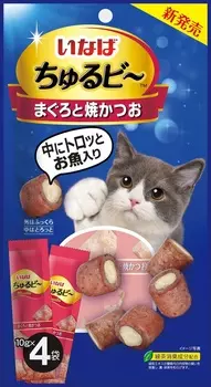 Inaba лакомство Чуру-Би 4 шт запеченные трубочки для кошек из тунца бонито с пюре тунец (10г*4шт)