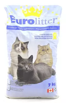 Eurolitter комкующийся наполнитель "Контроль запаха", без пыли, аромат детской присыпки (7 кг)