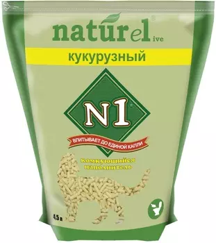 N1 комкующийся наполнитель "Кукурузный" (7 кг)