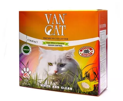 Van Cat комкующийся наполнитель "100% натуральный", без пыли, коробка (10 кг)