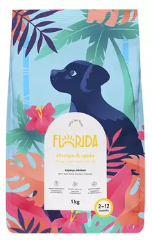 FLORIDA сухой корм для щенков малых пород, с курицей и яблоком (3 кг)