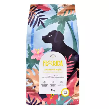 Корм FLORIDA сухой корм для взрослых собак крупных пород с курицей и яблоком (14 кг)