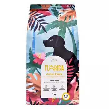 Корм FLORIDA сухой корм для взрослых собак средних пород с курицей и яблоком (3 кг)