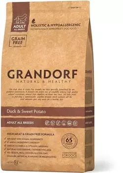 Корм Grandorf беззерновой, для взрослых собак всех пород: утка с бататом (3 кг)