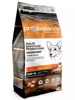 Корм Probalance для взрослых собак всех пород, укрепление и поддержание иммунитета, с говядиной (15 кг)