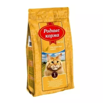 Корм Родные корма сухой корм для взрослых кошек, с курицей (10 кг)