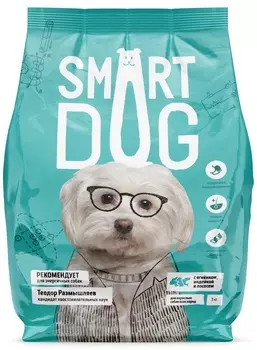 Корм Smart Dog для взрослых собак, три вида мяса с ягнёнком, лососем, индейкой (12 кг)