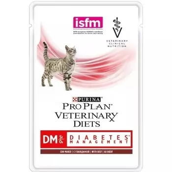 Purina Pro Plan Veterinary Diets кусочки в соусе для кошек при сахарном диабете с говядиной (85 г)