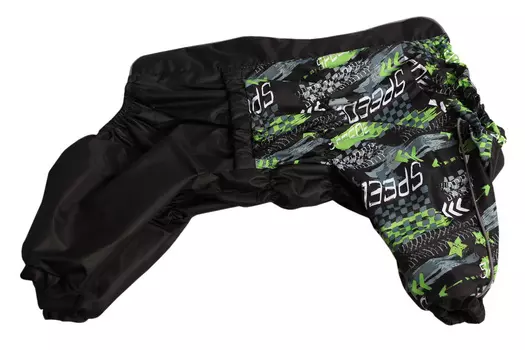 Lion дождевик для китайской хохлатой собаки, черный с зеленым (35-37 см)