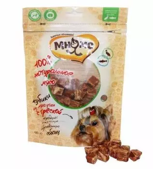 Мнямс лакомство для собак: кубики из мяса с уткой c треской (100 г)