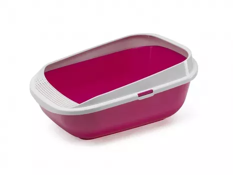 Moderna туалет для кошек с рамкой с высокими бортами, ярко-розовый (57.4x42.7x25.5)