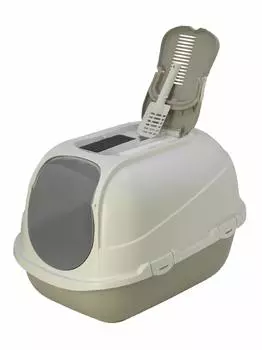 Moderna туалет-домик Mega Comfy с совком и угольным фильтром, 65,7x49,3х47, теплый серый (65,7х49х47 см)