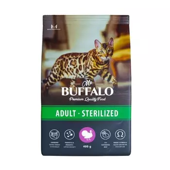 Mr.Buffalo сухой корм с индейкой для стерилизованных котов и кошек (1.8 кг)