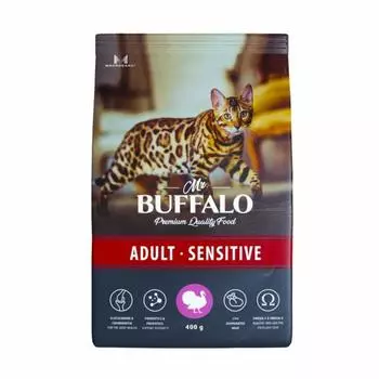 Mr.Buffalo сухой корм с индейкой для взрослых котов и кошек с чувствительным пищеварением (1.8 кг)