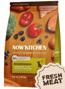 NOW'KITCHEN fresh беззерновой корм для щенков со свежей индейкой, уткой, лососем, Puppy Grain-free Recipe, Turkey, Duck, Salmon, 1,59 кг (1.59 кг)