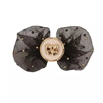 Pinkaholic заколка-бант с пуговкой, черный (10 г)