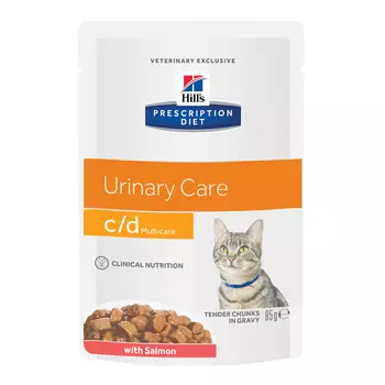 Hill's вет.консервы prescription Diet c/d Multicare Urinary Care, влажный диетический корм для кошек при профилактике мочекаменной болезни (МКБ), с лососем (85 г)